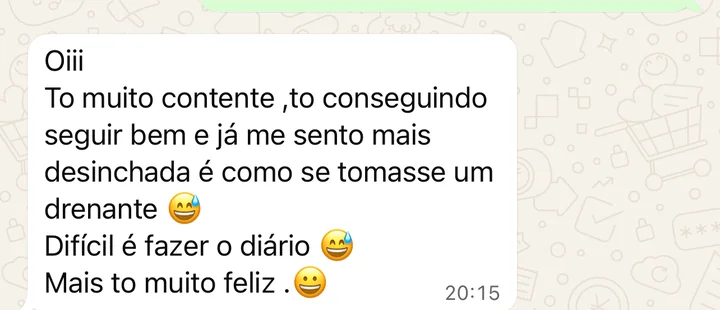 Mensagem de uma paciente feliz com o resultado